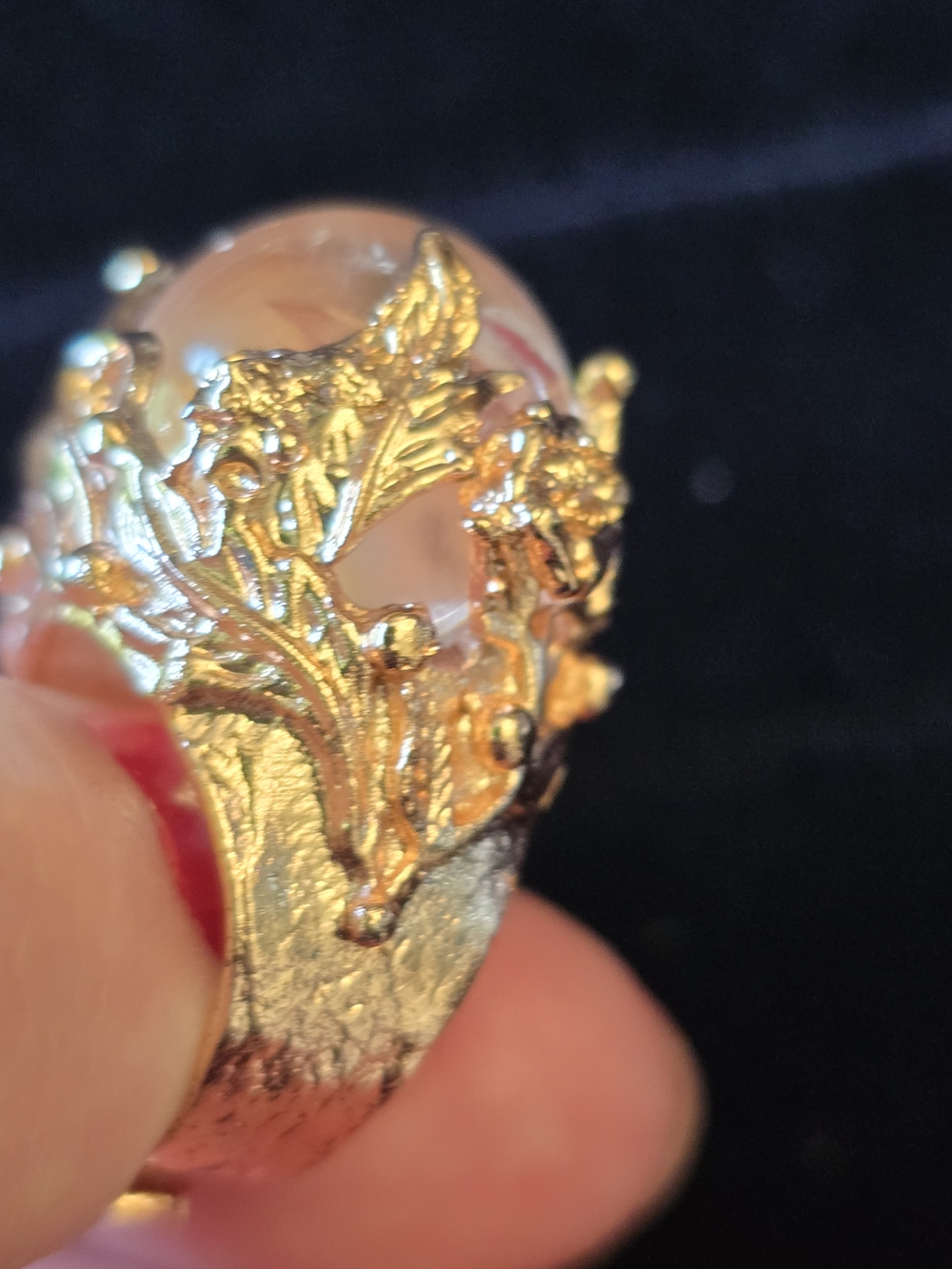 🔮 Rose Gold Crystal Orb Whimsy Fairy Ring - Picture 3 of 8